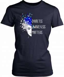 Diabetes Awareness Matters Butterflies Woman Hair T-Shirt