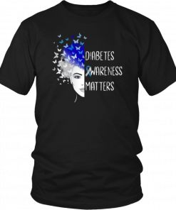 Diabetes Awareness Matters Butterflies Woman Hair T-Shirt