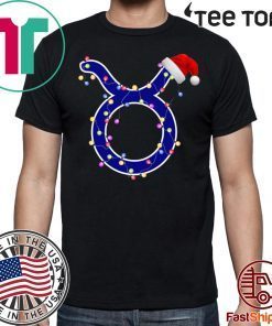 Taurus Zodiac Sign In Christmas Lights And Santa’s Hat Shirt   
