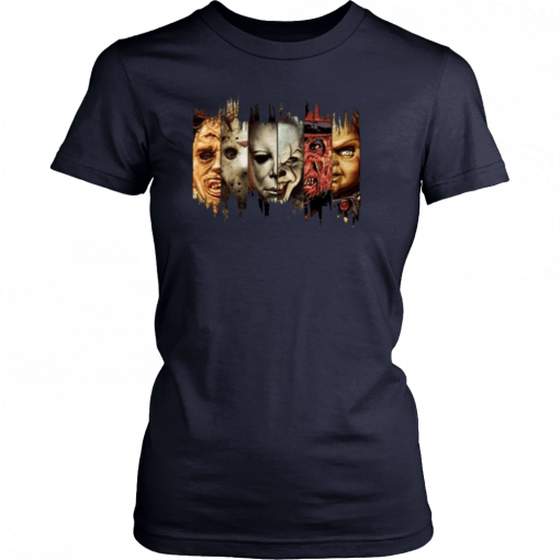 Horror Movies Characters Faces Cool Halloween Offcial T-Shirt