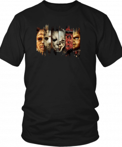 Horror Movies Characters Faces Cool Halloween Offcial T-Shirt