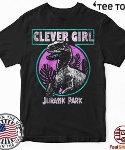 Offcial Jurassic Park Distressed Teal Raptor Clever Girl T-Shirt