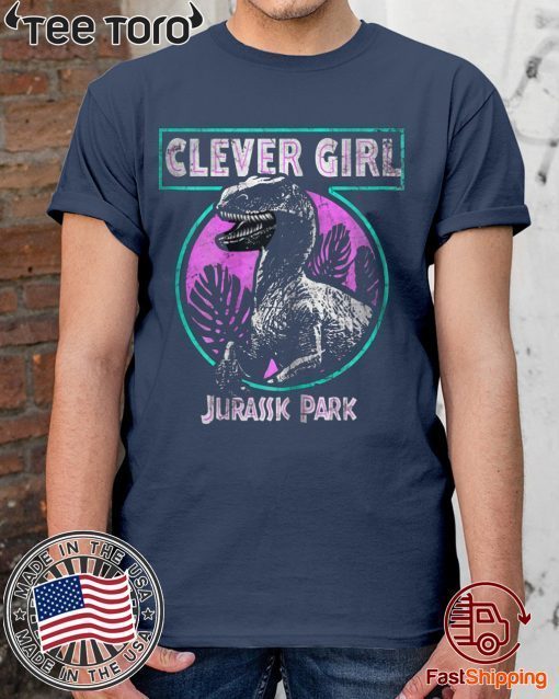 Offcial Jurassic Park Distressed Teal Raptor Clever Girl T-Shirt