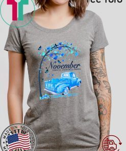 November Diabetes Awareness Month Blue Ribbon Truck Tree 2020 T-Shirt