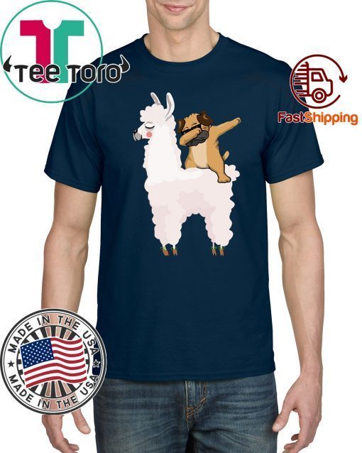 Pug Dabbing Rides Llama Ugly Christmas Shirt