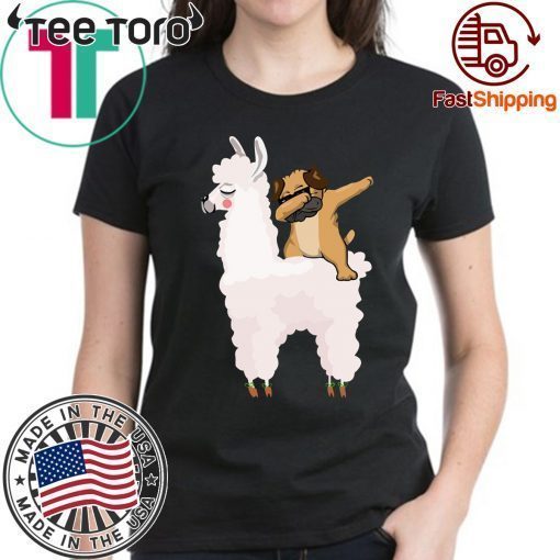 Pug Dabbing Rides Llama Ugly Christmas Shirt