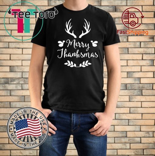 MERRY THANKSMAS FESTIVE THANKSGIVING CHRISTMAS FUNNY T-SHIRT