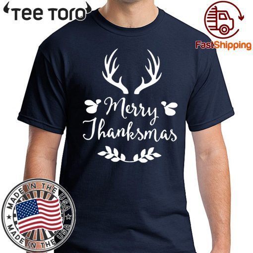 MERRY THANKSMAS FESTIVE THANKSGIVING CHRISTMAS FUNNY T-SHIRT