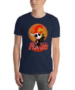 Jack Skellington Holding Hockey Stick Calgary Flames T-Shirt