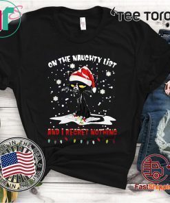 Black Cat Santa On The Naughty List And I Regret Nothing Christmas 2020 T-Shirt