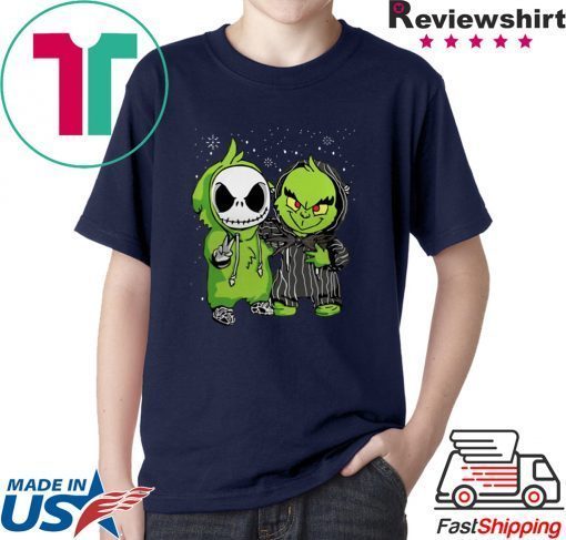 Baby Jack Skellington And Grinch Snow Christmas Shirt