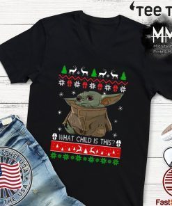 Baby Yoda Christmas What Child Is This Tee Shirt