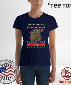 Baby Yoda Christmas What Child Is This Tee Shirt