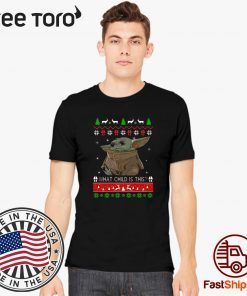 Baby Yoda Christmas What Child Is This Tee Shirt