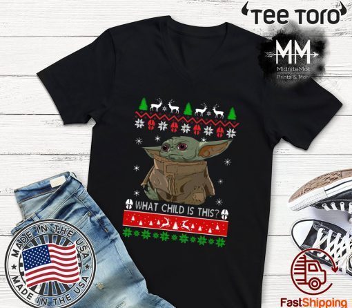 Baby Yoda Christmas What Child Is This Tee Shirt