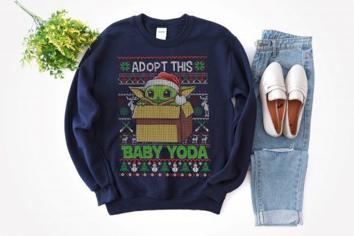 Baby Yoda Star Wars Ugly Christmas Sweater Star Wars The Mandalorian The Child Red Hue Portrait Hilarious Shirt Christmas Party hoodies