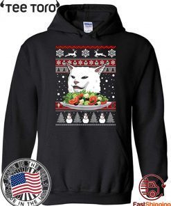 Best Gift Idea Christmas - Angry Women Yelling at Confused Cat at Dinner Table Meme Hoodie T-shirt