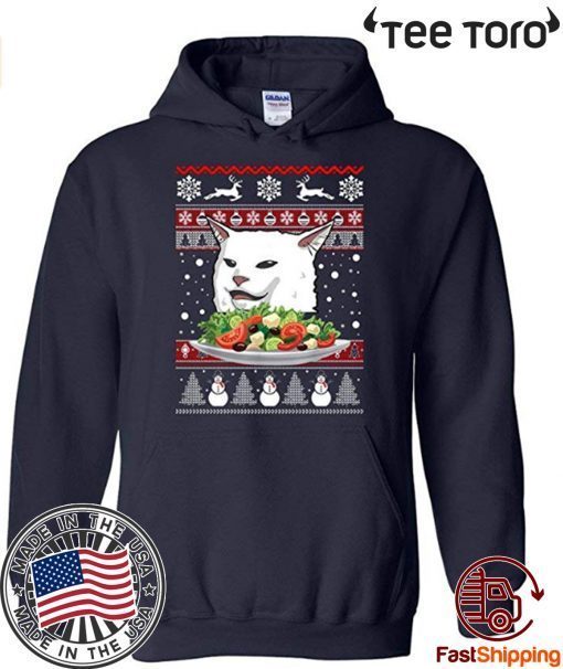Best Gift Idea Christmas - Angry Women Yelling at Confused Cat at Dinner Table Meme Hoodie T-shirt