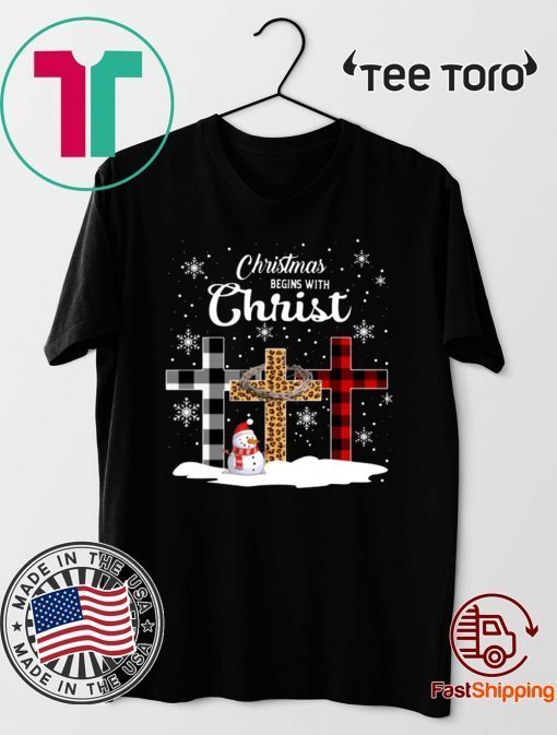 Christmas Begins With Christ Jesus Cross Snowman Shirt - Offcial Tee