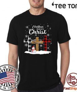 Christmas Begins With Christ Jesus Cross Snowman Shirt - Offcial Tee