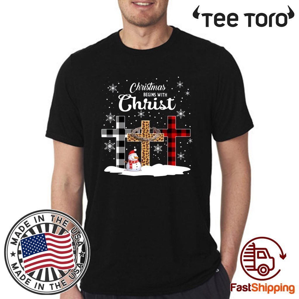 Christmas Begins With Christ Jesus Cross Snowman Shirt - Offcial Tee ...