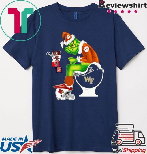 CLEMSON TIGERS GRINCH SANTA CARDINALS ARIZONA WAKE FOREST DEMON DEACONS TOILET SHIRT