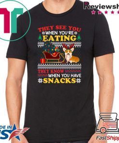 Corgi They see you when you’re eating they know when you have snacks T-Shirt