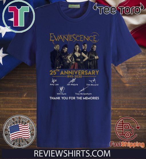 Evanescence rock band 25th Anniversary 1995-2020 signature T-Shirt