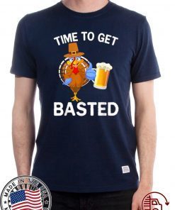 Funny Time To Get Basted Beer Drinking Thanksgiving Turkey For T-Shirt