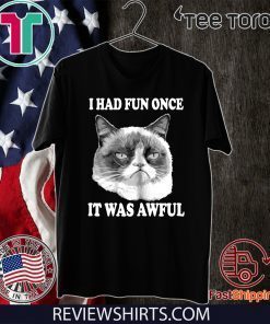 Grumpy Cat Had Fun Once Was Awful Big Face 2020 T-Shirt