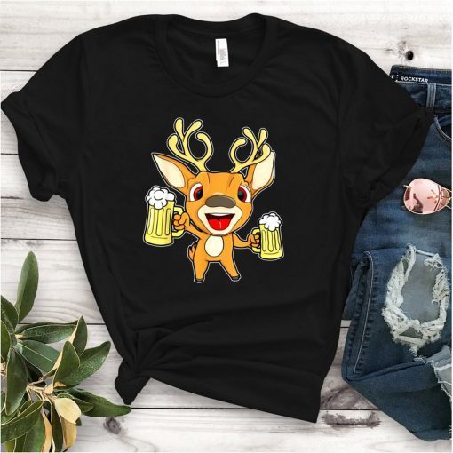 Happy Holidays Reindeer With Beer Christmas Party Shirt