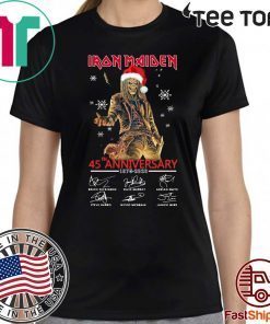 Iron Maiden Santa 45th anniversary 1975 2020 signatures Christmas Funny T-Shirt