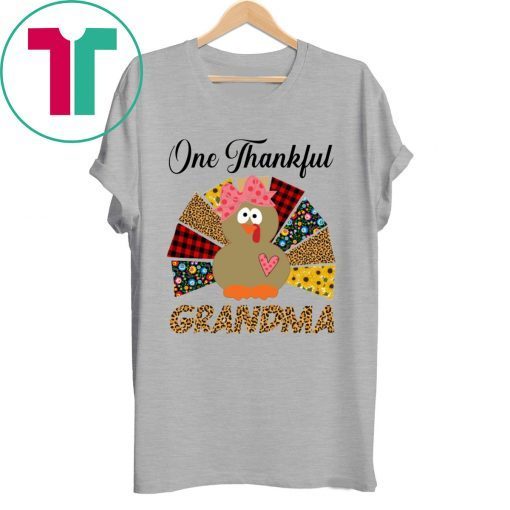 One Thankful Grandma Turkey Leopard Thanksgiving Shirt