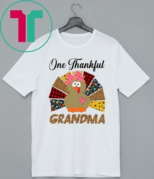 One Thankful Grandma Turkey Leopard Thanksgiving Shirt