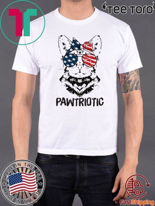 Cat American flag Pawtriotic 4th July independence day Shirt T-Shirt