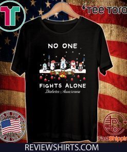 Penguins No One Fights Alone Diabetes Awareness Ugly Christmas T-Shirt