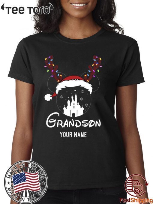 Personalized Mug Mickey Grandson Disney Castle Christmas Shirt - Classic Tee