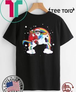 Santa Claus Riding Unicorn Christmas T-Shirt - Offcial Tee