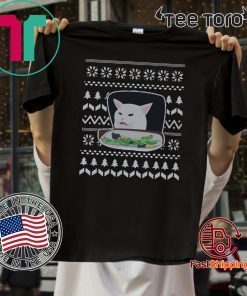 Cat At Dinner Table Ugly Christmas Shirt Smudge Lord The Cat Meme