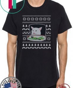 Cat At Dinner Table Ugly Christmas Shirt Smudge Lord The Cat Meme