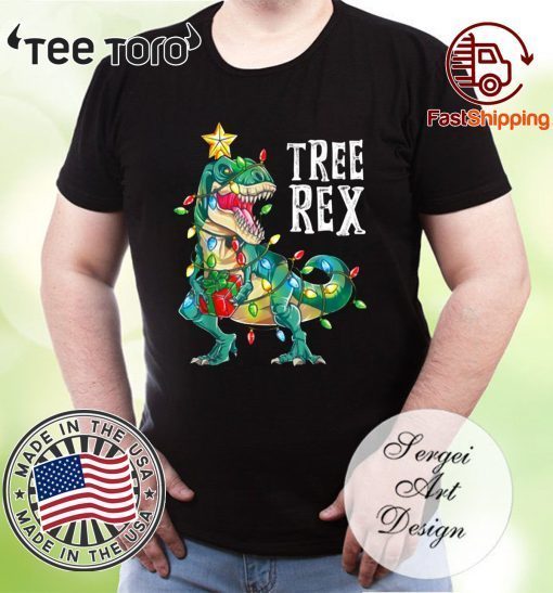 Tree T-Rex Dinosaur Christmas Light Offcial T-Shirt