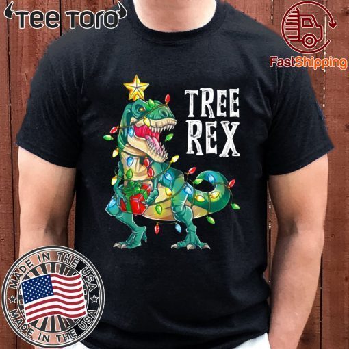 Tree T-Rex Dinosaur Christmas Light Offcial T-Shirt