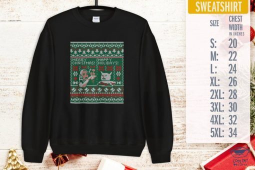 Woman Yelling at Cat Meme Ugly Christmas Sweater Faux Cross Stitch Shirt in T-Shirt, Hoodie, Sweatshirt
