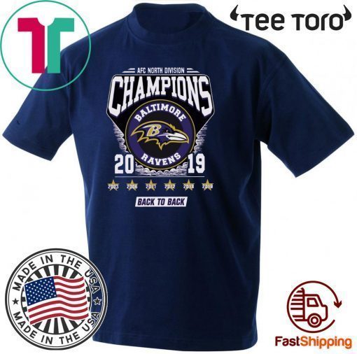 Afc North Division Champions Baltimore Ravens 2019 Back To Back Unisex T-Shirt