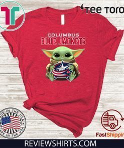 Baby Yoda Hug Columbus Blue Jackets Tee Shirt