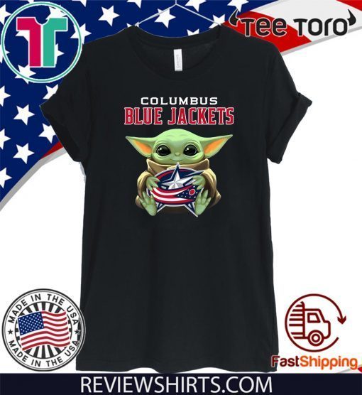 Baby Yoda Hug Columbus Blue Jackets Tee Shirt