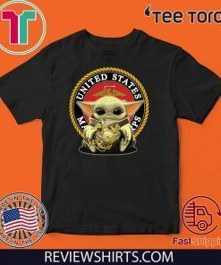 Baby Yoda Hug United States Marine Corps Offcial T-Shirt