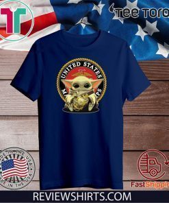 Baby Yoda Hug United States Marine Corps Offcial T-Shirt