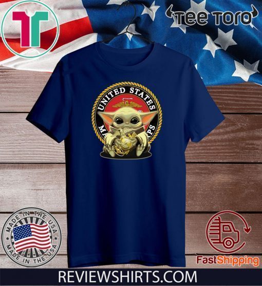 Baby Yoda Hug United States Marine Corps Offcial T-Shirt