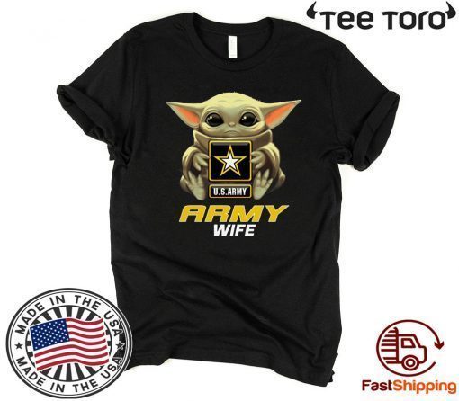 Womens Baby Yoda Hug Us Army Wife T-Shirt